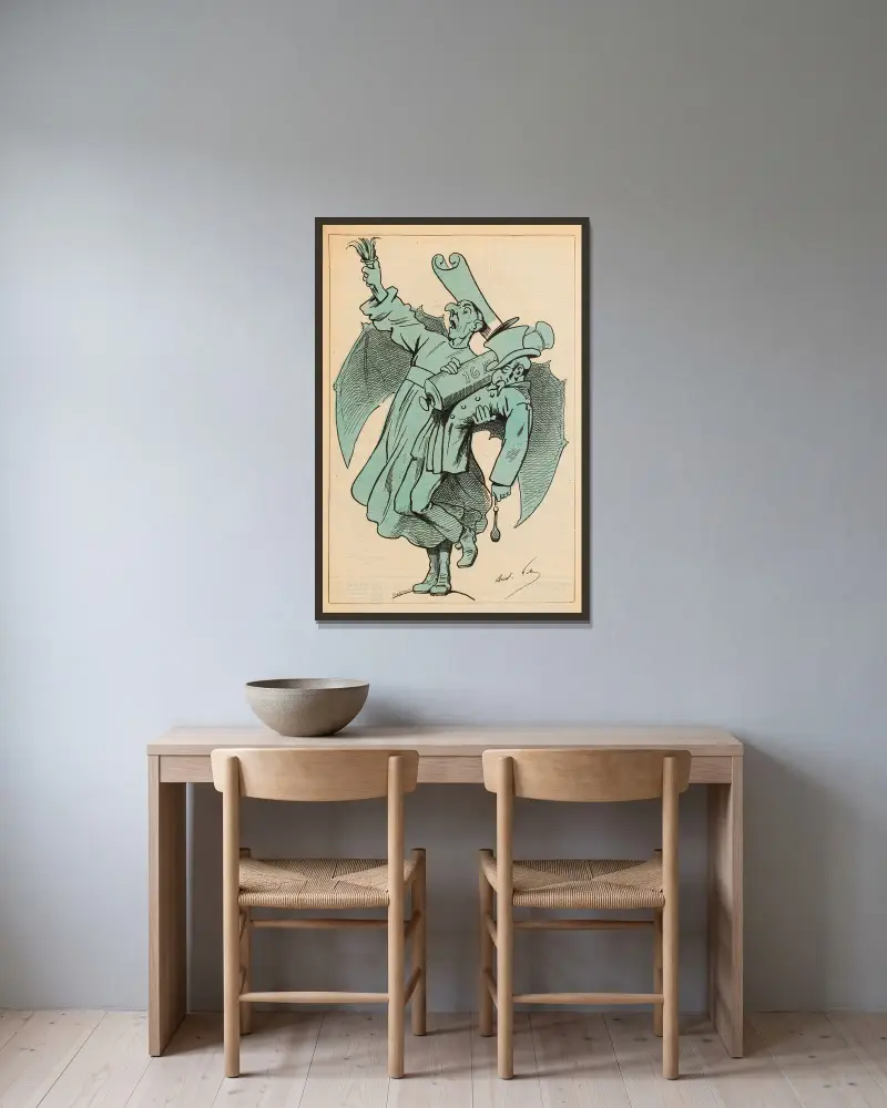 Gloria Victis (nach Mercié) von André Gill gerahmt an einer Wand