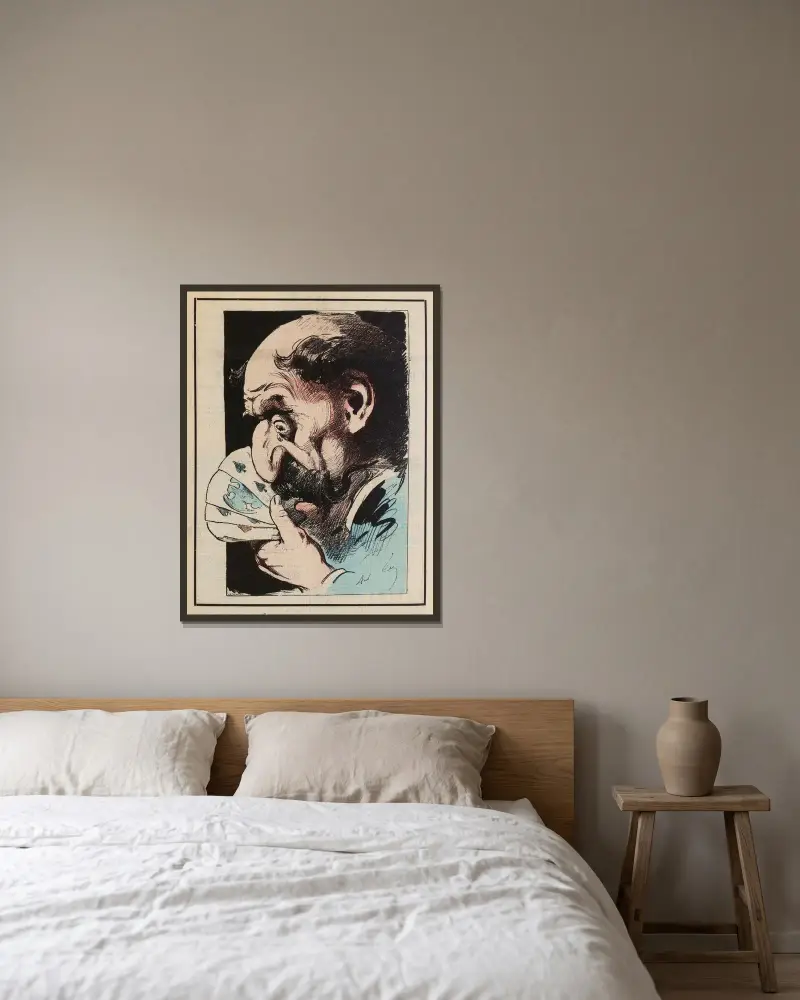 Der weinende Jean von André Gill gerahmt an einer Wand