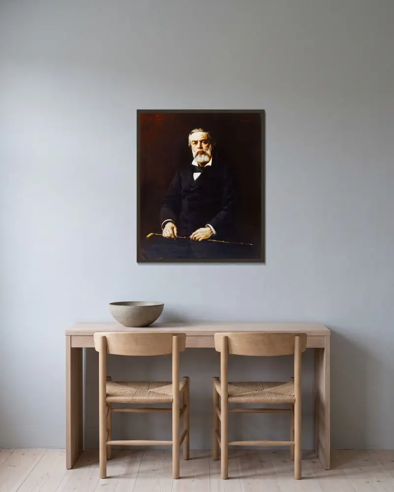 Jules Vallès (1832-1885), écrivain et journaliste av André Gill inramad på en vägg