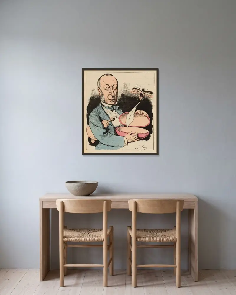 Påskägget av André Gill inramad på en vägg