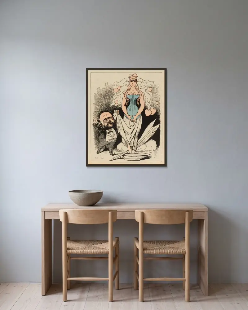 Die Geburt der Nana-Venus von André Gill gerahmt an einer Wand