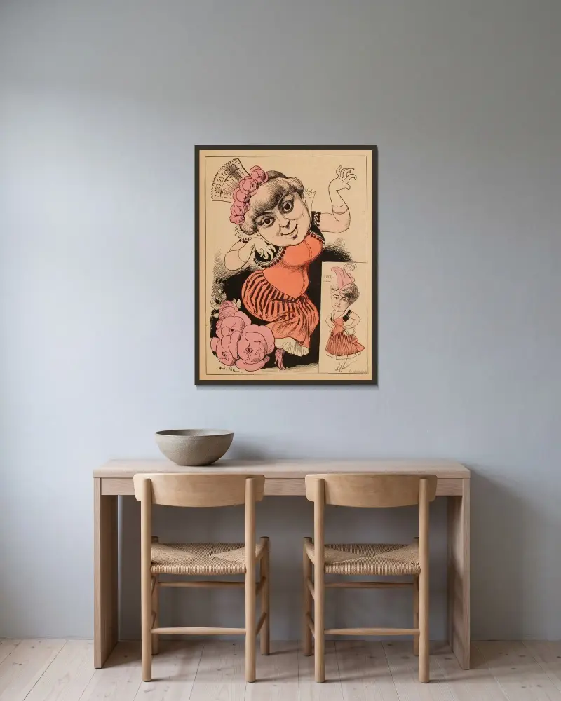 La Petite Muette, Mme Théo av André Gill inramad på en vägg
