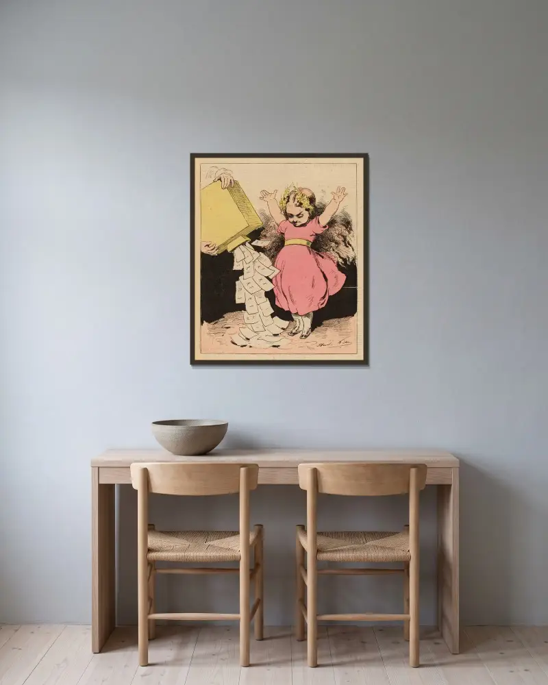 Das Sparschwein von André Gill gerahmt an einer Wand