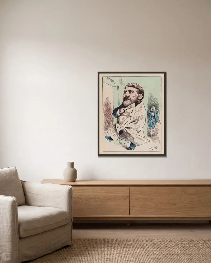 Der Abgeordnete Spuller von André Gill gerahmt an einer Wand