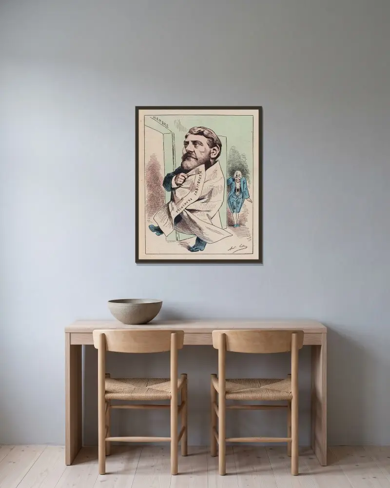 Der Abgeordnete Spuller von André Gill gerahmt an einer Wand