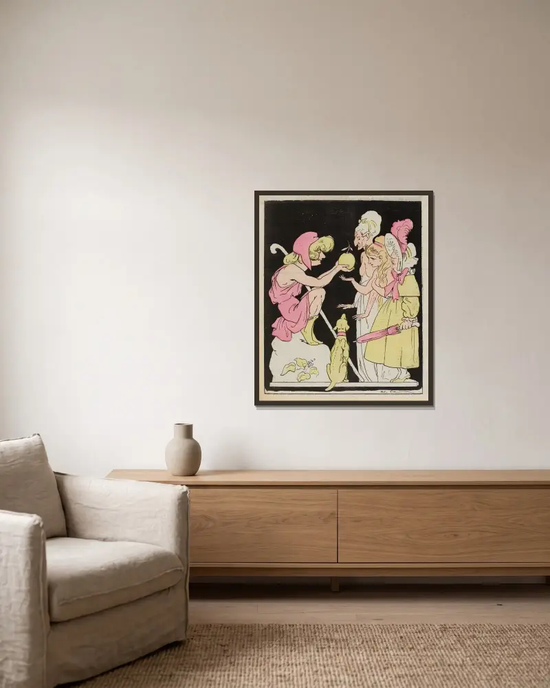 Das Parisurteil von André Gill gerahmt an einer Wand