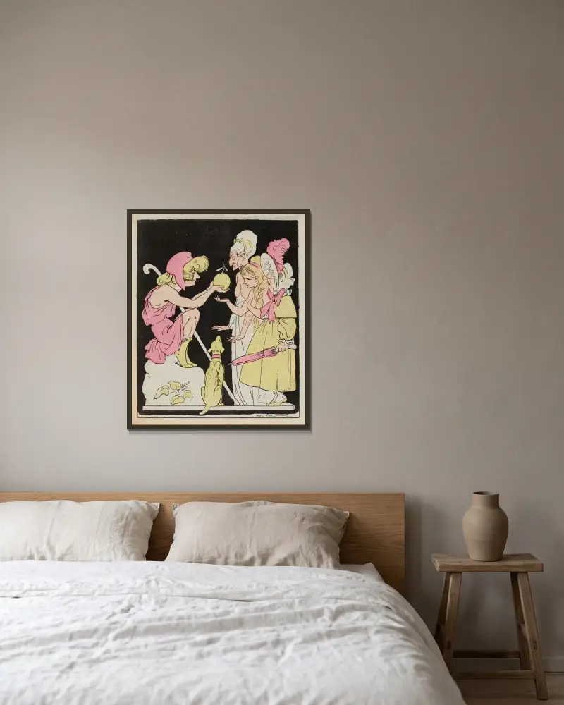 Das Parisurteil von André Gill gerahmt an einer Wand