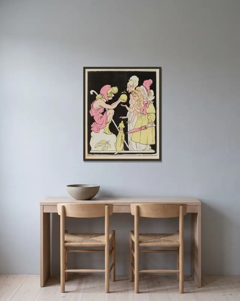 Das Parisurteil von André Gill gerahmt an einer Wand