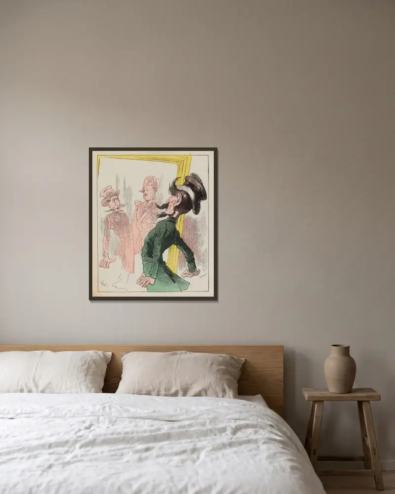 Le miroir av André Gill inramad på en vägg