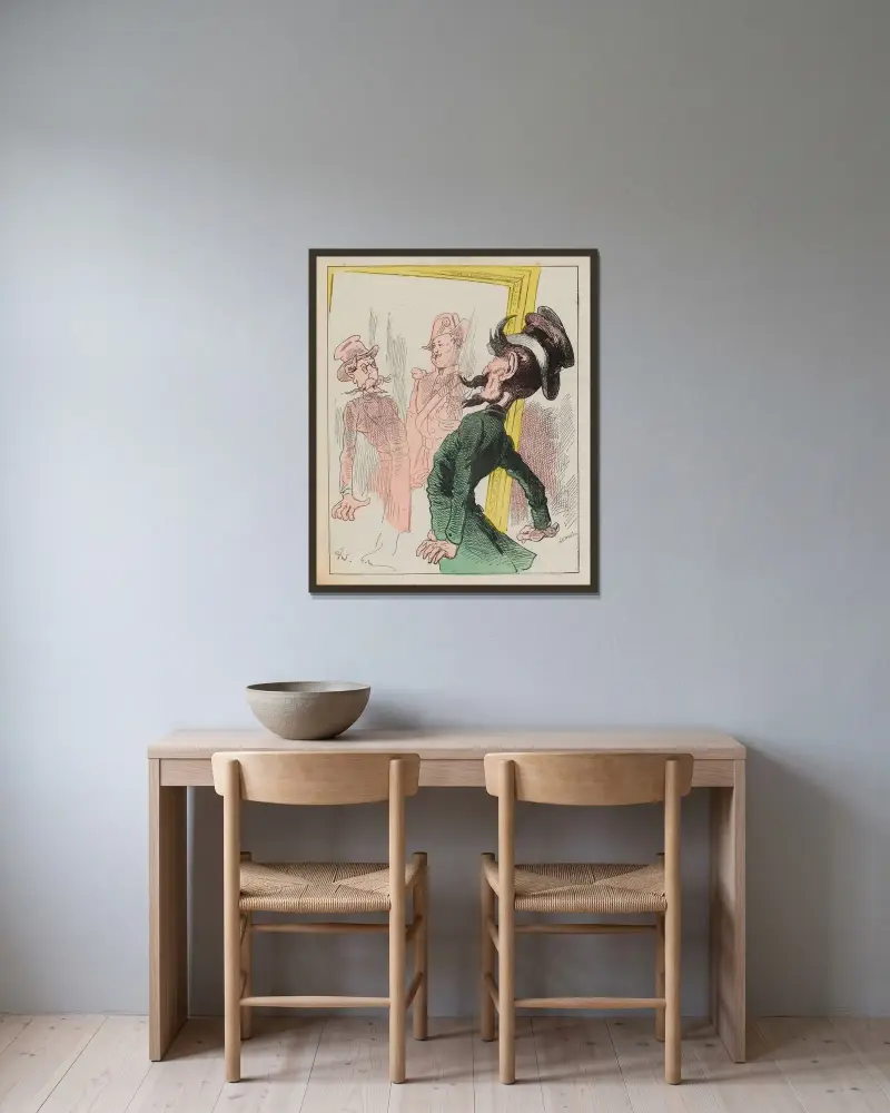 Le miroir av André Gill inramad på en vägg