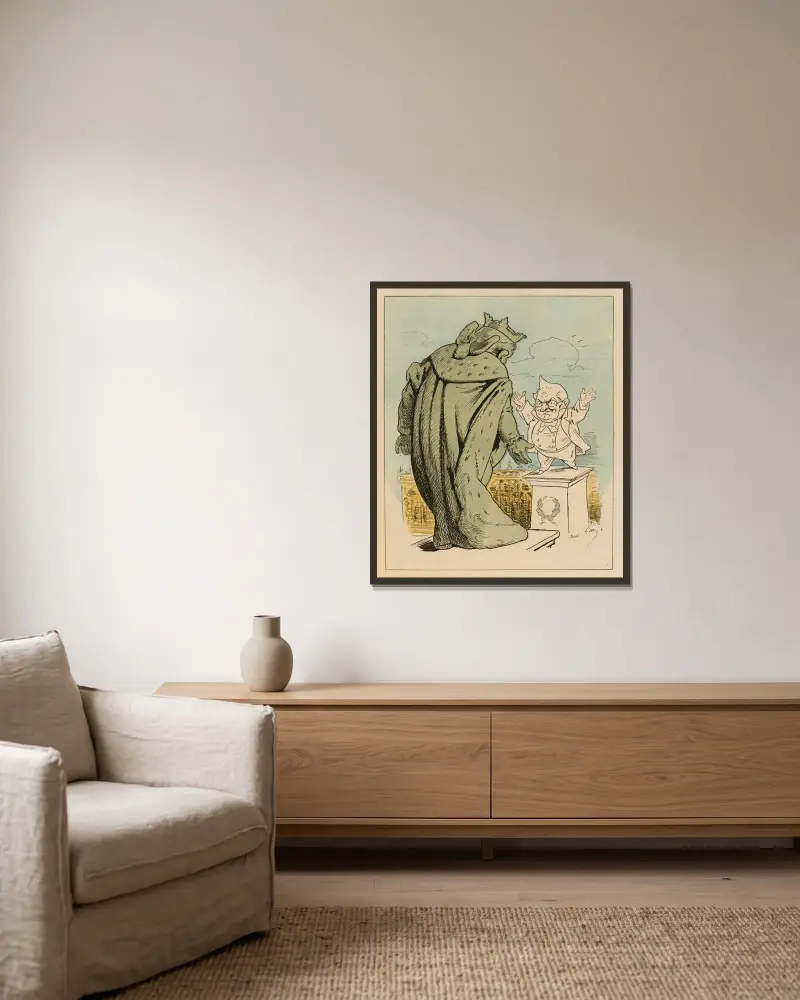 Die Statuen von Nancy von André Gill gerahmt an einer Wand