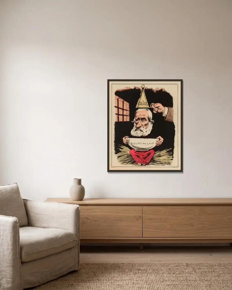 Der Auslöscher von André Gill gerahmt an einer Wand