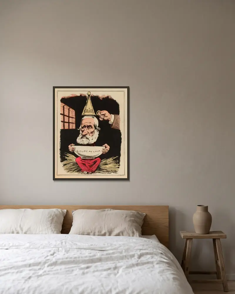 Der Auslöscher von André Gill gerahmt an einer Wand