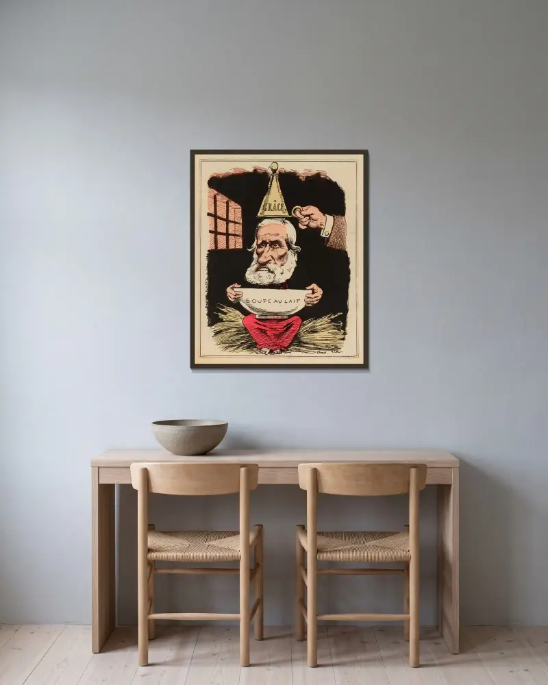 Der Auslöscher von André Gill gerahmt an einer Wand