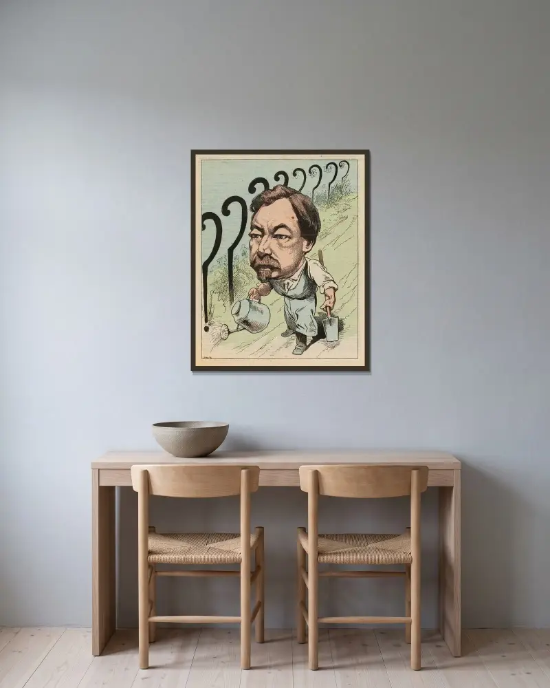 M. De Mahy av André Gill inramad på en vägg