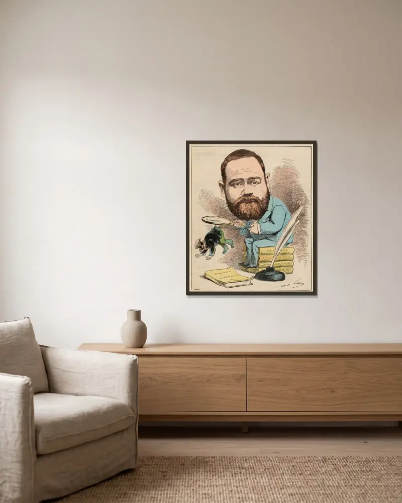 M. Emile Zola av André Gill inramad på en vägg