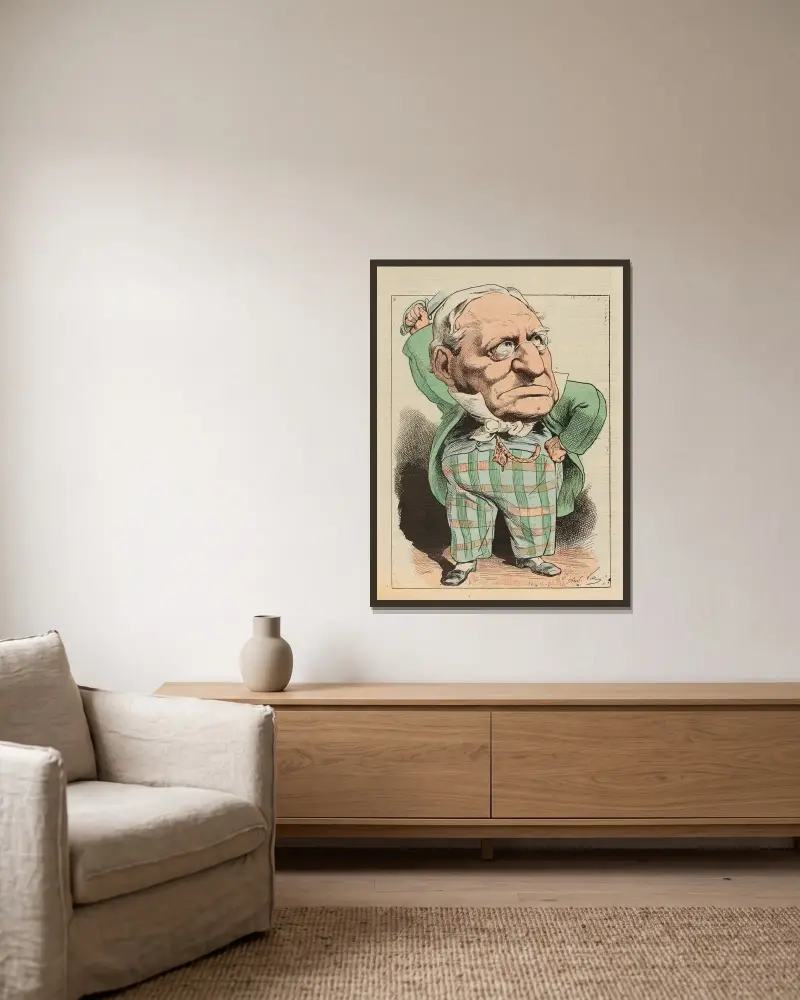 M. Henri Monnier von André Gill gerahmt an einer Wand