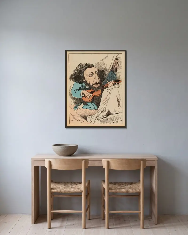 M. Naquet von André Gill gerahmt an einer Wand