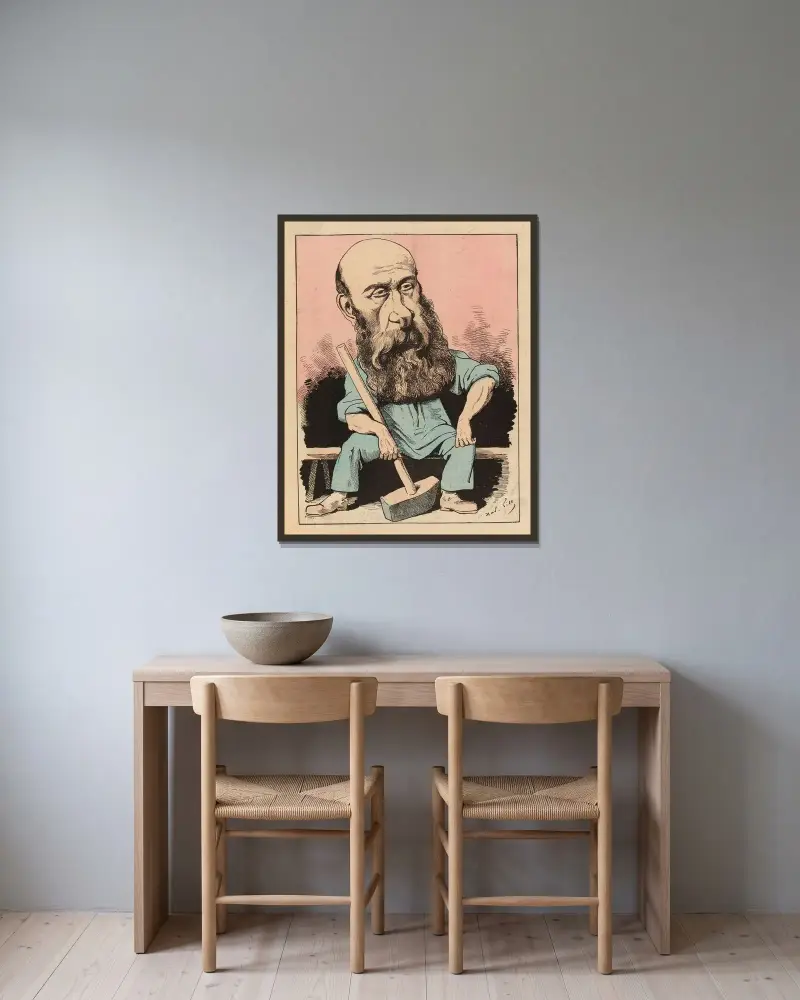 M.Tolain av André Gill inramad på en vägg
