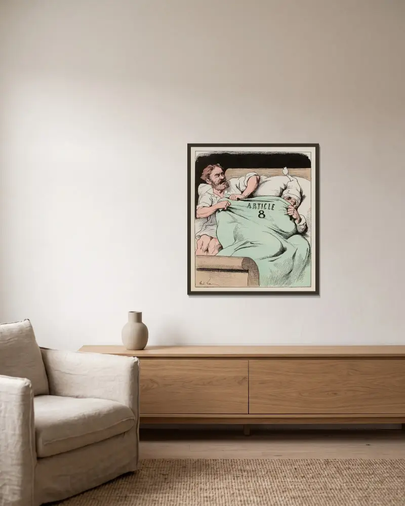Mauvais coucheur von André Gill gerahmt an einer Wand