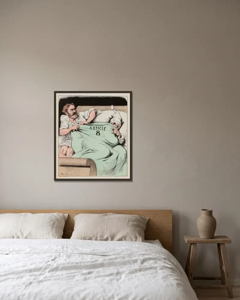 Mauvais coucheur von André Gill gerahmt an einer Wand