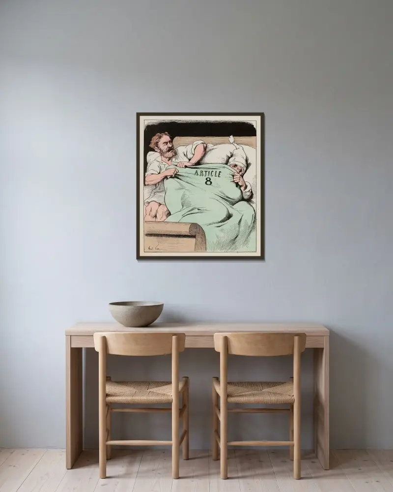Mauvais coucheur von André Gill gerahmt an einer Wand