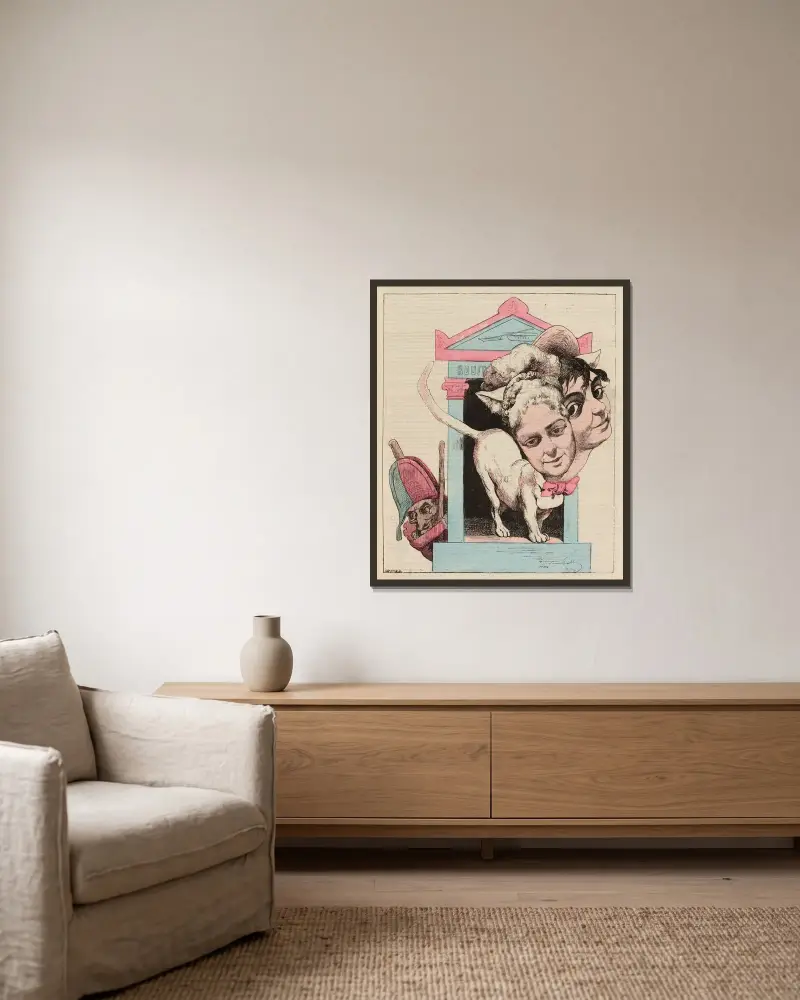 Mesdames Théo & Judic von André Gill gerahmt an einer Wand