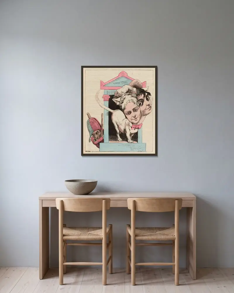 Mesdames Théo & Judic von André Gill gerahmt an einer Wand