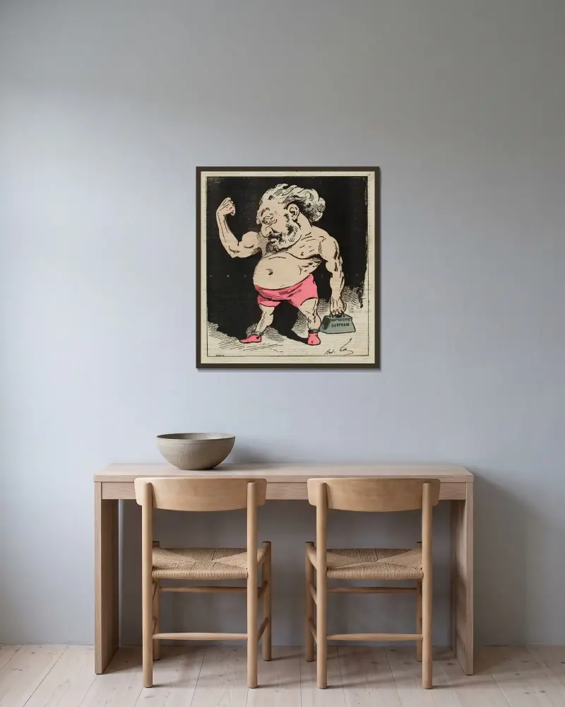 Mollirais-tu mon vieux biceps av André Gill inramad på en vägg