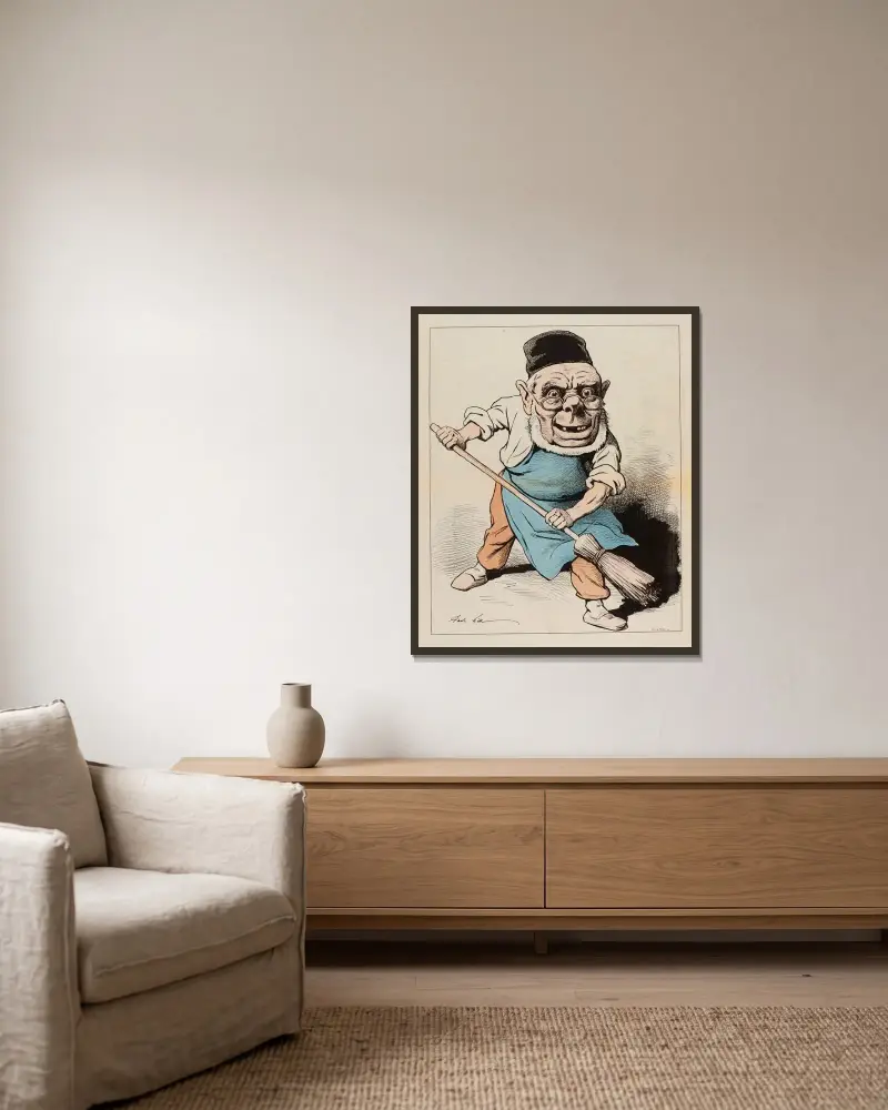 Mein Hausmeister von André Gill gerahmt an einer Wand
