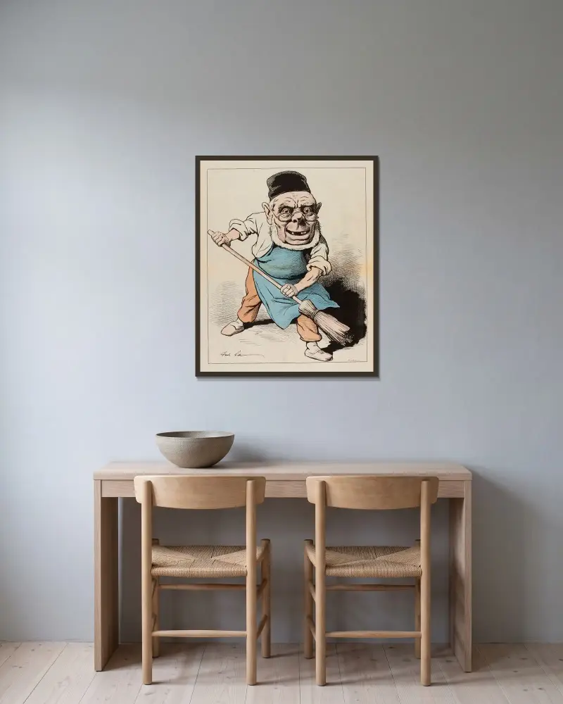 Mein Hausmeister von André Gill gerahmt an einer Wand