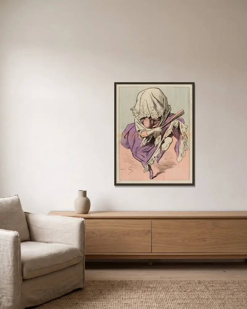 Niniche, par Gill (Rolle der Mme Judic an den Variétés) von André Gill gerahmt an einer Wand