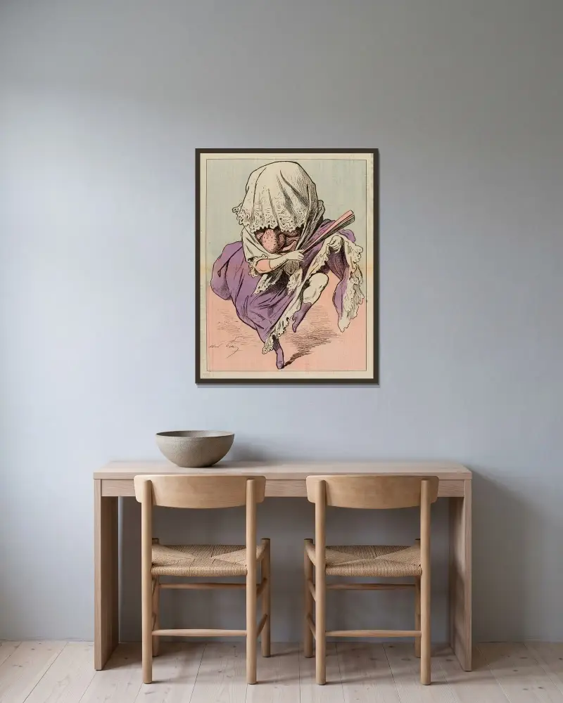 Niniche, par Gill (Rolle der Mme Judic an den Variétés) von André Gill gerahmt an einer Wand