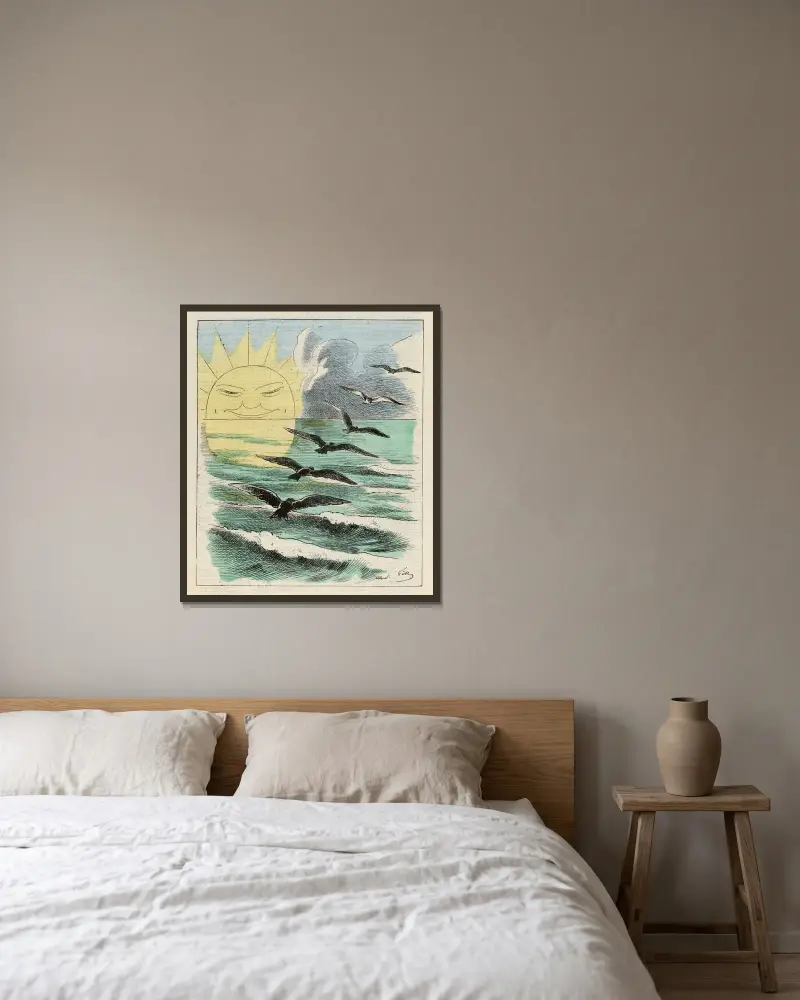 Offenes Meer von André Gill gerahmt an einer Wand