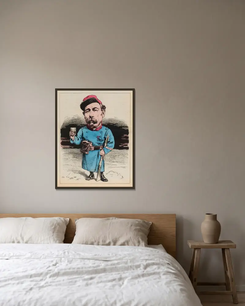 Sergent Hoff, 1870 von André Gill gerahmt an einer Wand