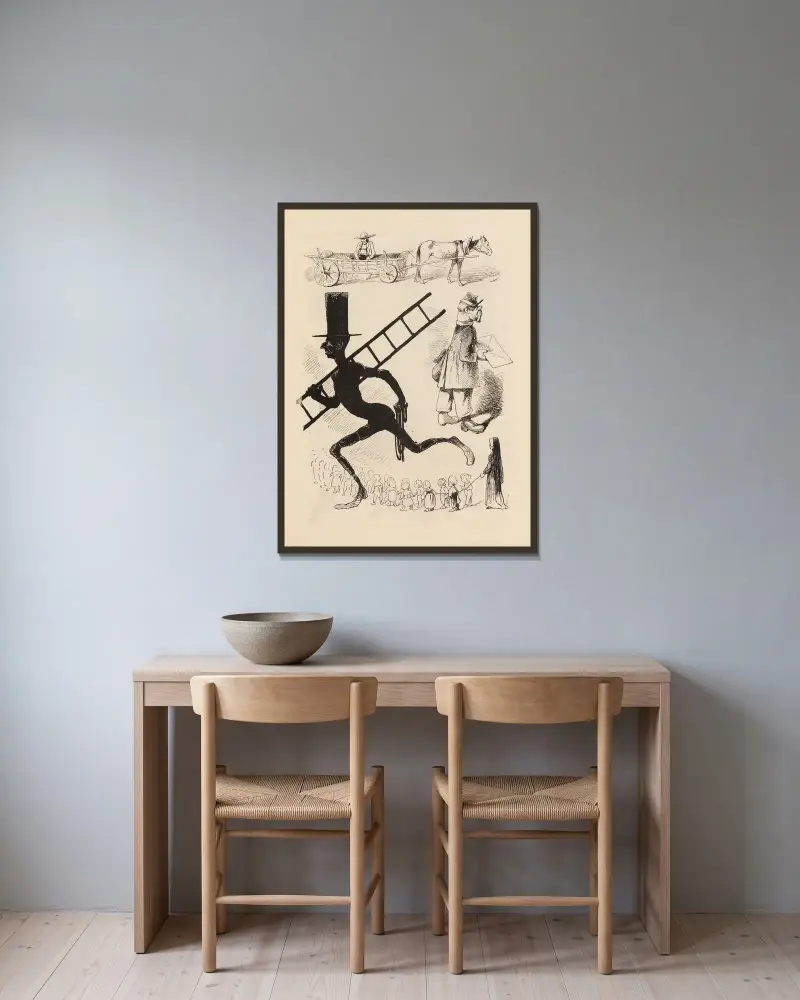 Typen von André Gill gerahmt an einer Wand