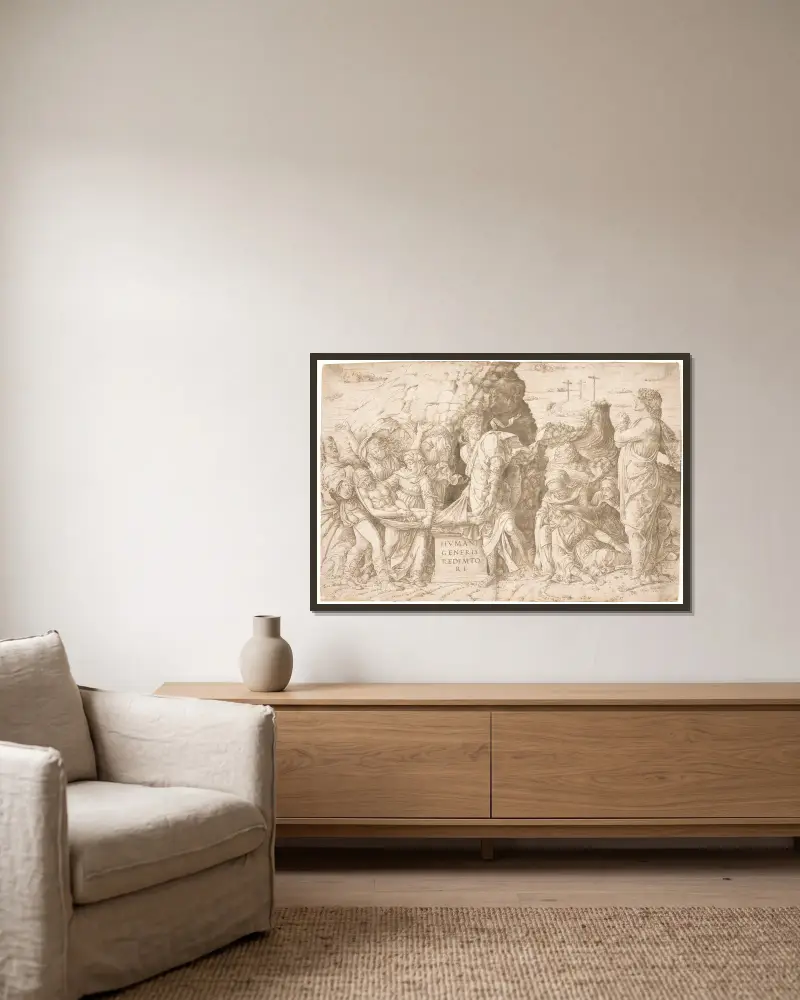 Gravlæggelsen av Andrea Mantegna inramad på en vägg
