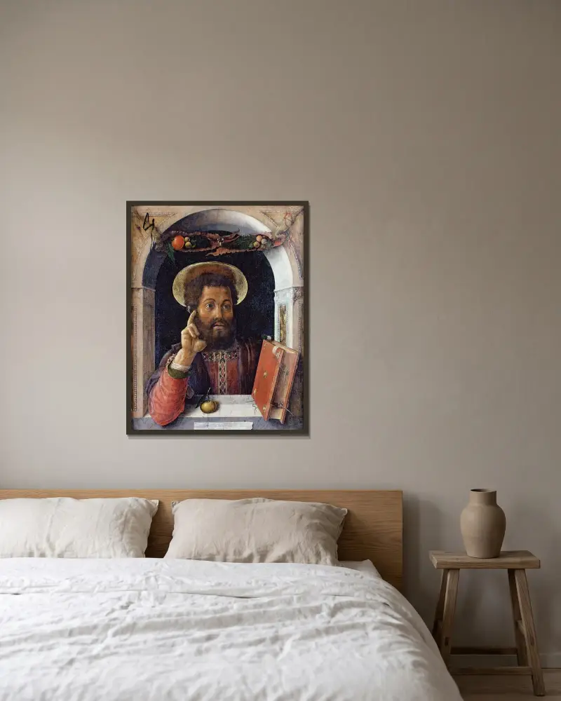 Evangelisten Markus av Andrea Mantegna inramad på en vägg