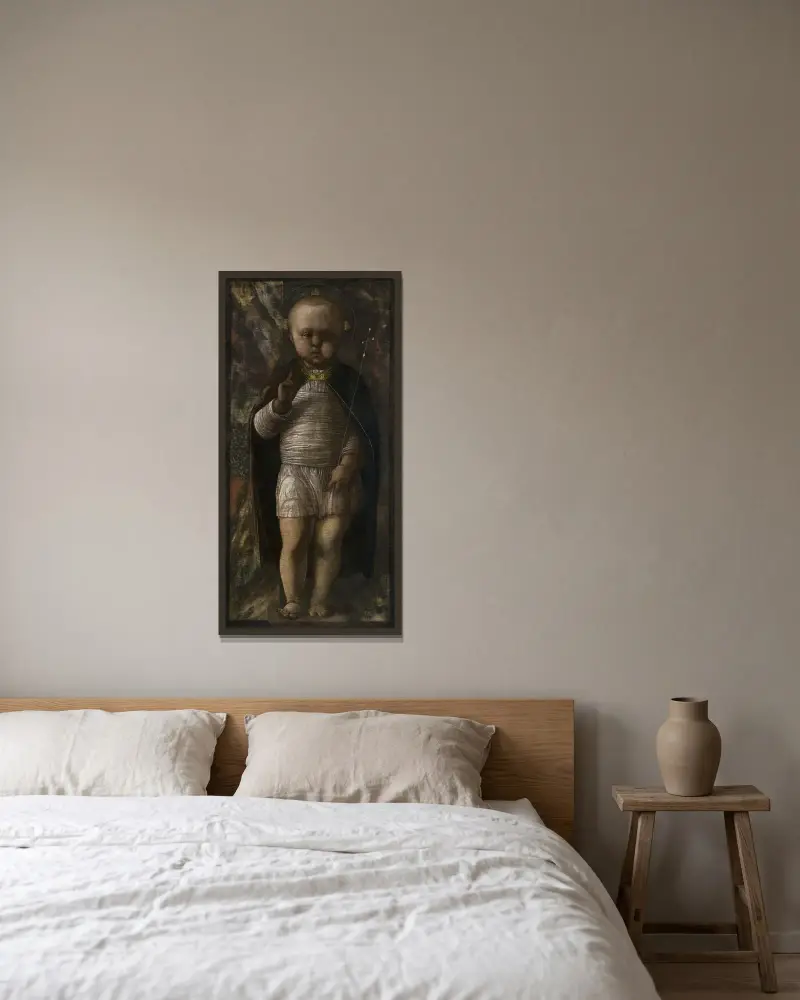 Barnet Frälsaren av Andrea Mantegna inramad på en vägg