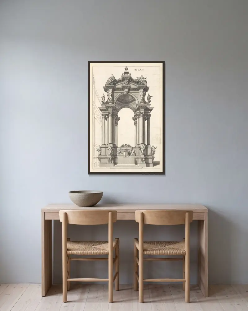 Eine quadratische Form in Perspektive von Andrea Pozzo gerahmt an einer Wand