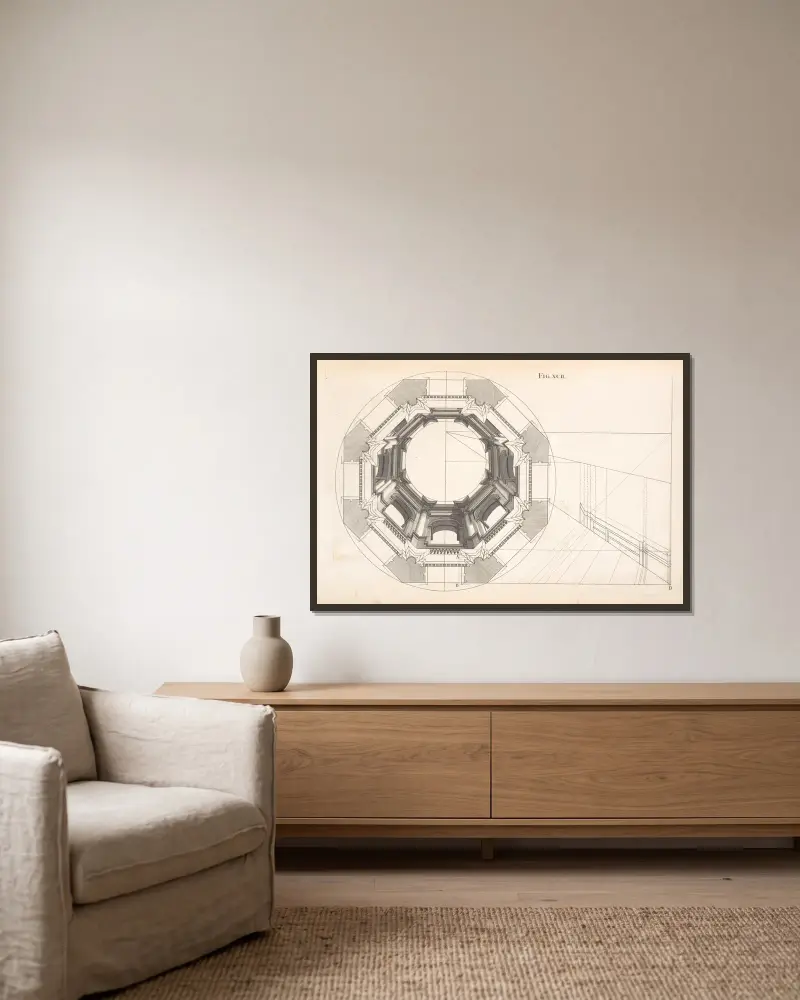 Achteckige Kuppel von Andrea Pozzo gerahmt an einer Wand