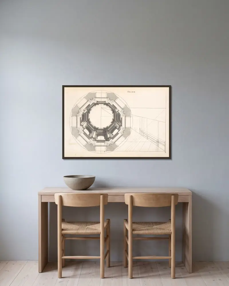 Achteckige Kuppel von Andrea Pozzo gerahmt an einer Wand