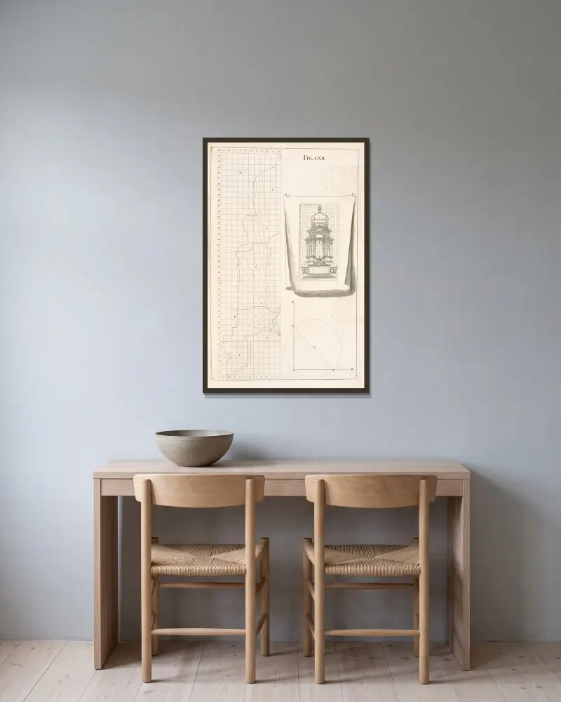 Of making the net-work on frames, for representing the architecture as solid. av Andrea Pozzo inramad på en vägg