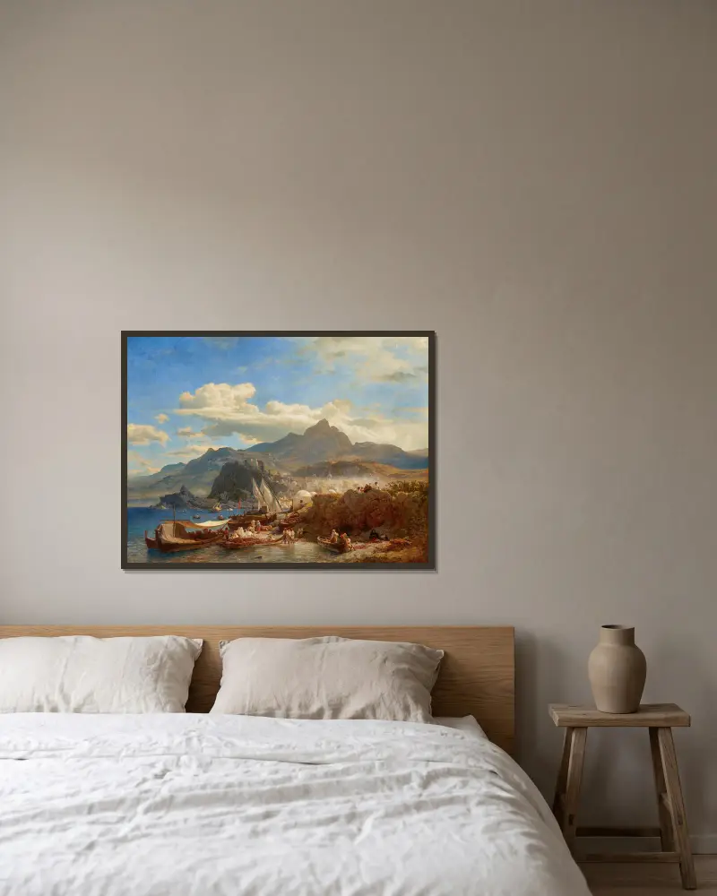 Scilla an der Kalabrischen Küste av Andreas Achenbach inramad på en vägg