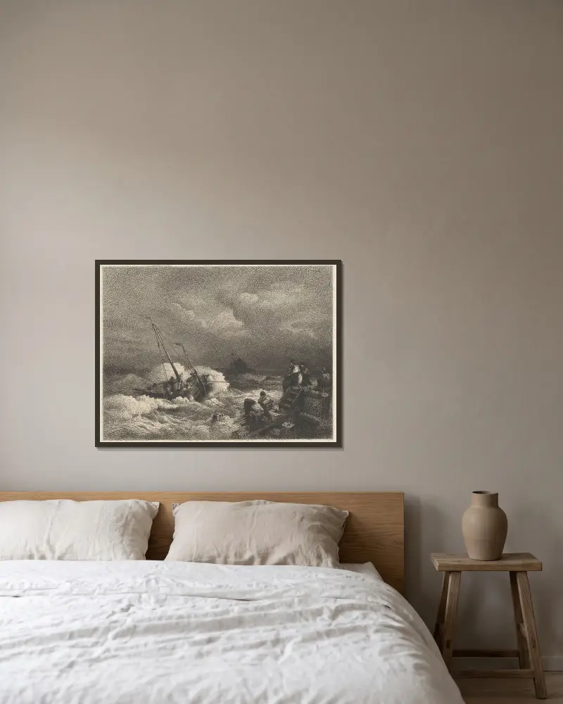 Pobřežní krajina, Andreas Achenbach v rámu na stěně