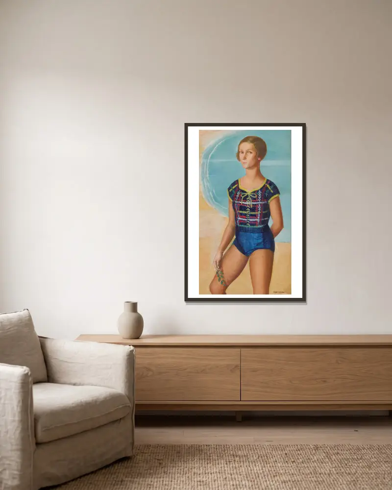 Baigneuse, côte d’émeraude (Portrait of Martine Abraham) av Ángel Zárraga inramad på en vägg