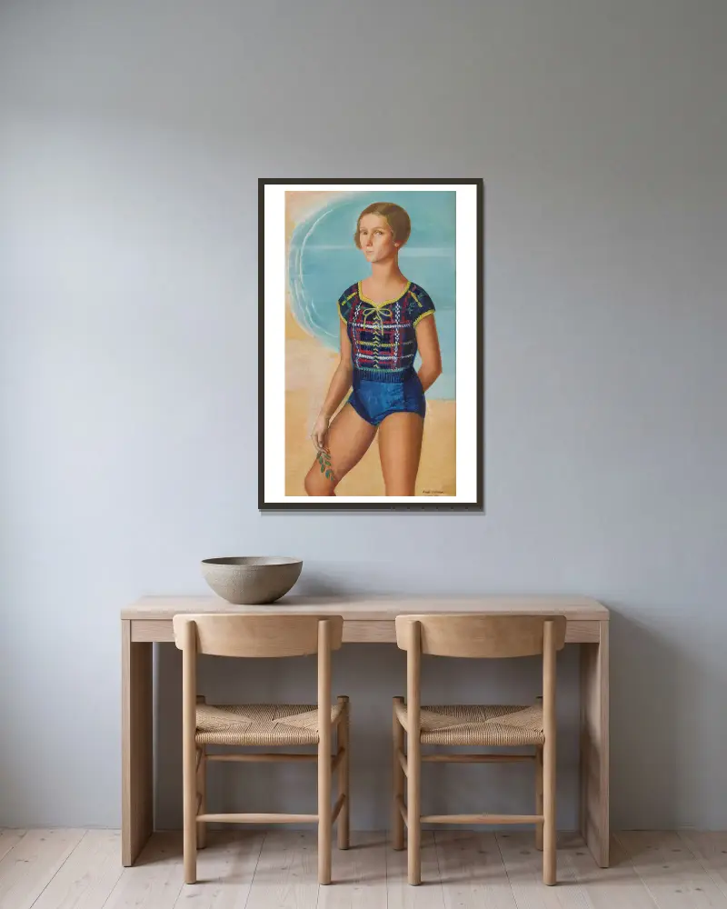 Baigneuse, côte d’émeraude (Portrait of Martine Abraham) av Ángel Zárraga inramad på en vägg