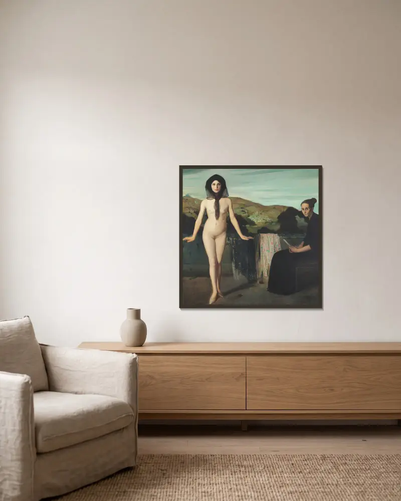 La bailarina desnuda (The Nude Ballerina) av Ángel Zárraga inramad på en vägg