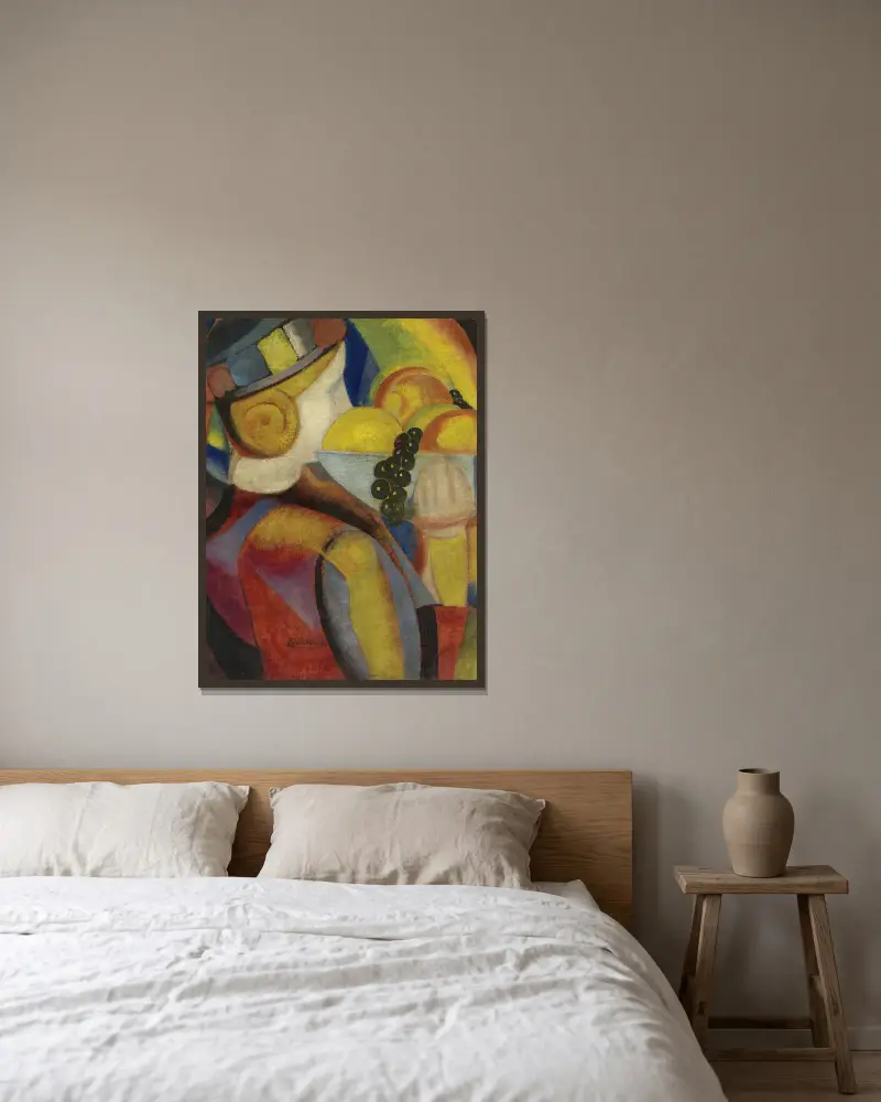 Muchachita con frutas av Ángel Zárraga inramad på en vägg