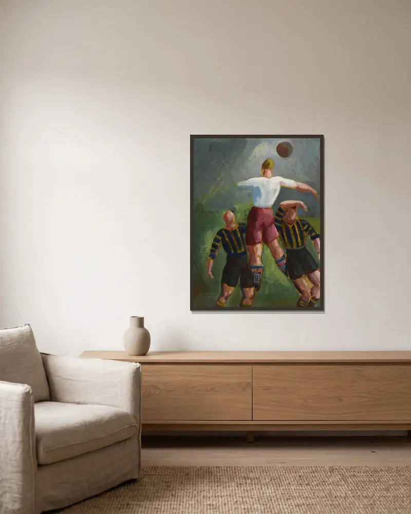 Kopfball von Ángel Zárraga gerahmt an einer Wand